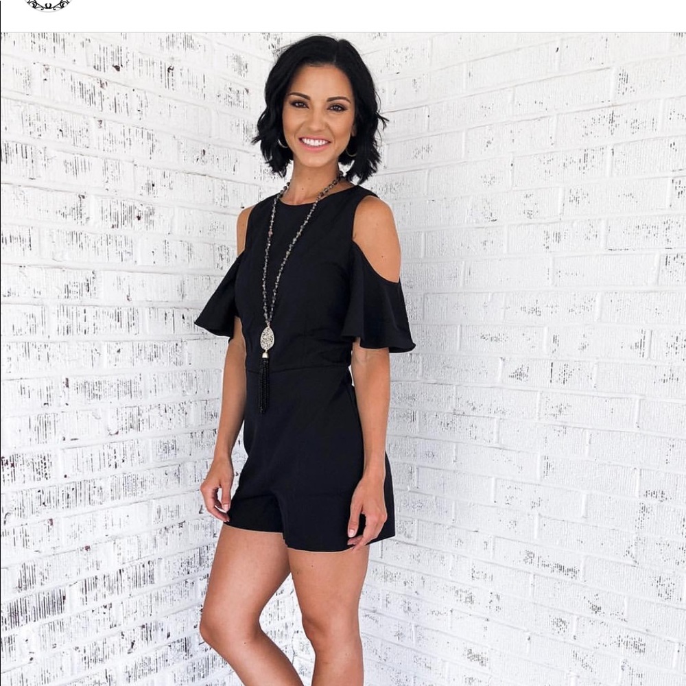 black cold shoulder romper